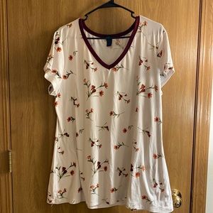 White shirt with red flowers